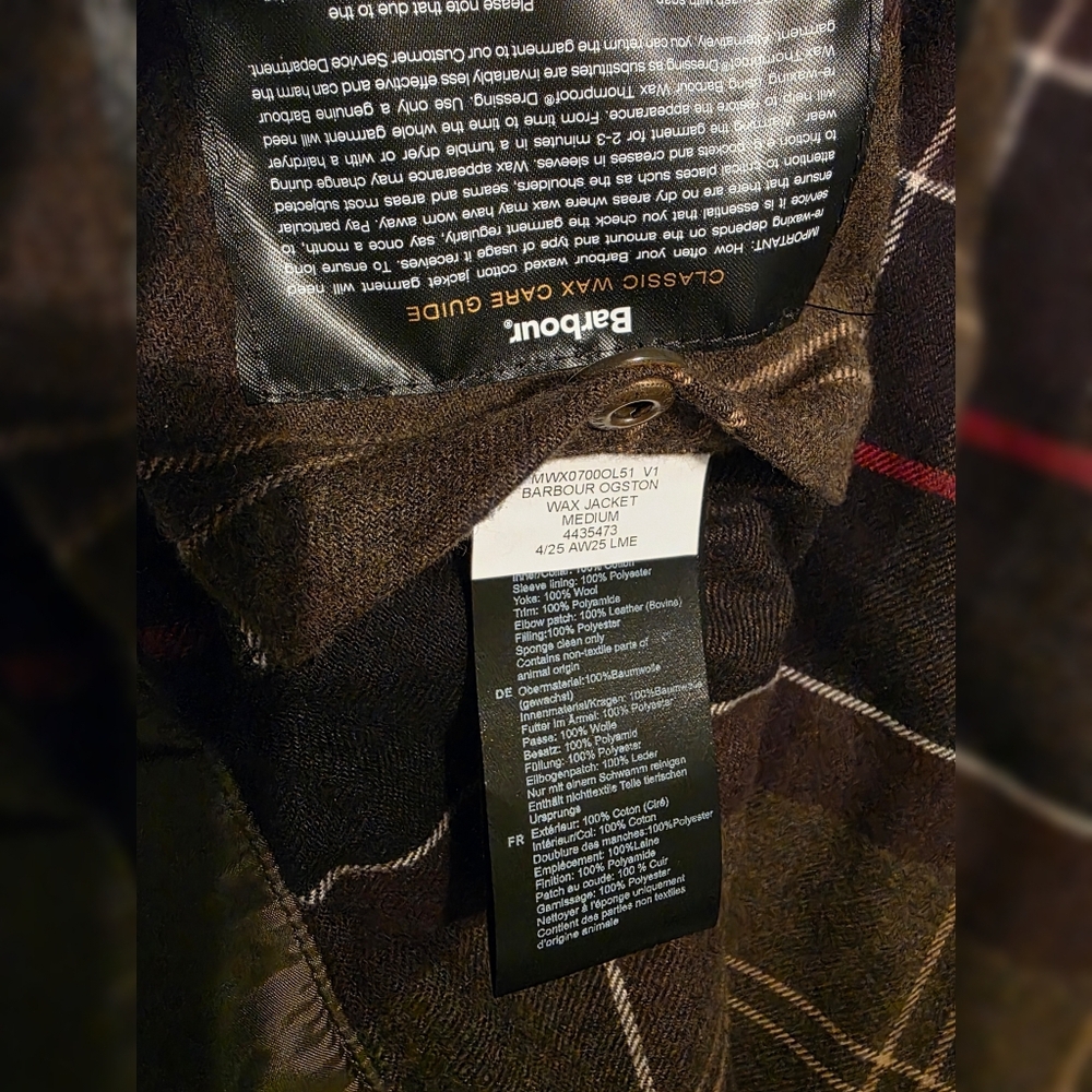 NWT! Barbour Ogston Wax Jacket in Olive Sz. Medium - Picture 5 of 9